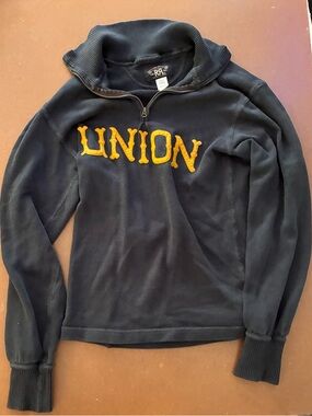 Ralph Lauren Double RL Faded Black Half-Zip Pullover with Yellow Appliqué